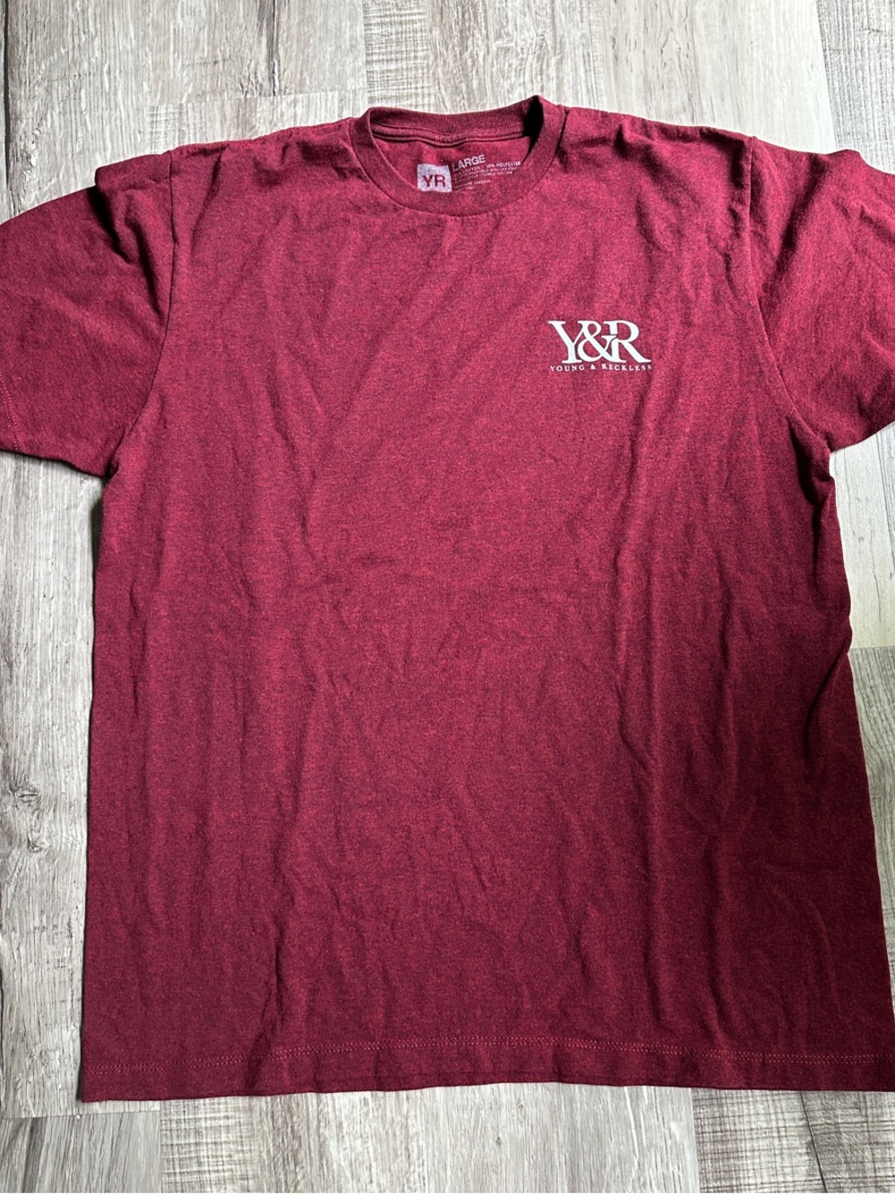 Young & Reckless Short Sleeve Crew Tee in Burgundy